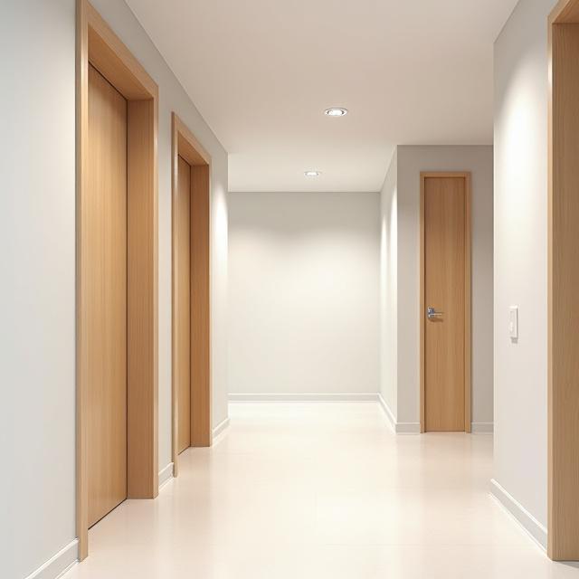 Sleek, customised timber doors installed in a modern corporate office fitout, blending aesthetics and function.
